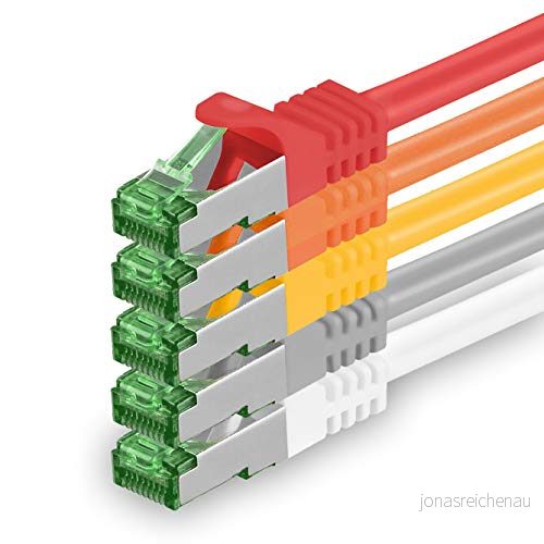 1aTTack.de 1,5 m Cat.7 nätverkskabel 5 stycken Cat7 patch kabel LAN Ethernet RJ45 10 Gbit/s (alla internethastigheter) färger meter 4251073623450