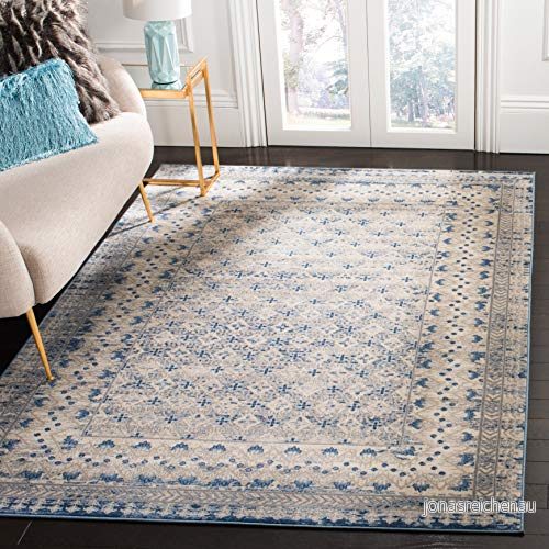Safavieh Traditionell inomhus Rektangulär matta, Flätad, Brentwood Collection, BNT899, i Ljusgrå/Blå, 122 X 183 cm 889048627246
