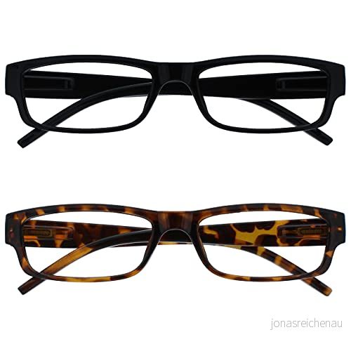 The Reading Glasses Company svart brun sköldpaddsskal lätt 2 pack designerstil män kvinnor UVR2PK032_032BR +2,50 5055955303688