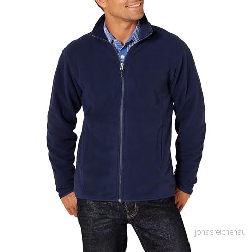 Amazon Essentials Men's Fleecejacka med dragkedja (finns i Big & Tall), Marinblått Xsp, XS 195111856339