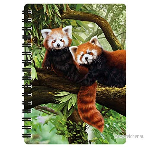 3D LiveLife Jotter - Röda Pandor från Deluxebase. Linskulär Djungel A6 Spiralbok med vanliga sidor i återvunnet papper. Konstverk licensierat den kända konstnären Katrina Sokolo. 5055727530540