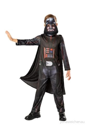 Rubies Darth Vader kostym för barn, Jumpsuit tryckt med kappa och mask. Star Wars officer, Hållbar Green Collection karnevalen, jul, födelsedag, fester Halloween. 195884055427