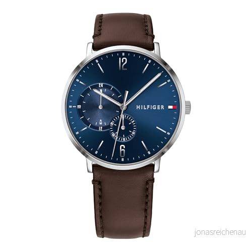 Tommy Hilfiger Herr multi urtavla kvarts klocka med läderarmband 1791508 7613272293471
