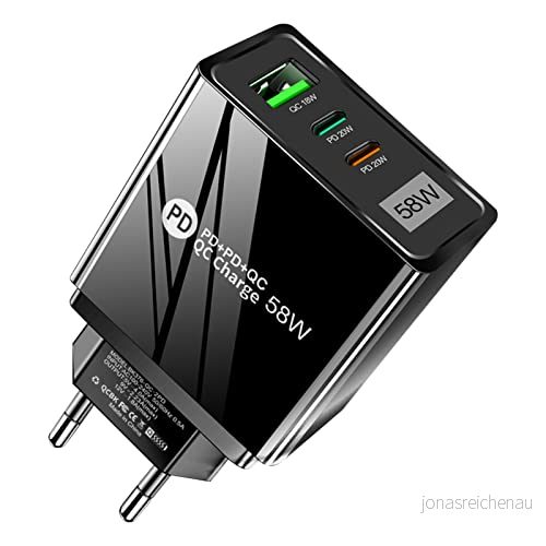 HORJOR 58W USB C snabbladdare, universell flera laddare med PD och QC, nätadapter för iPhone, Samsung, iPad, Huawei, Xiaomi, Redmi, Google Pixel 793127869451