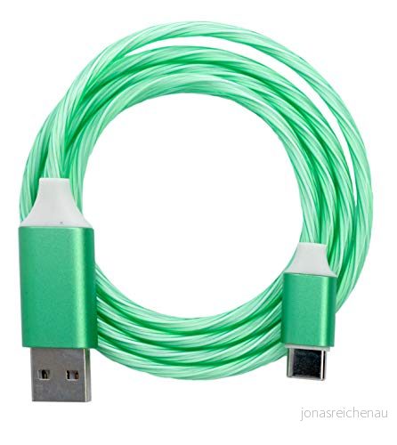 System S USB 3.1 lysande kabel 1 m typ C kontakt till 2.0 A kontaktadapter i grön 4250822969535