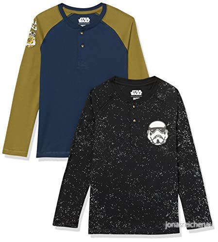 Amazon Essentials Disney Marvel Star Wars långärmade Henley T-shirts, 2-pack, Wars-ikoner, 4T 195111615134