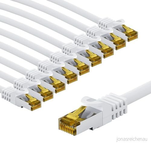 goobay 66086 CAT7 nätverkskabel i 10 set/patchkabel skärmad S/FTP/CU Ethernet kabel, PiMF, LSZH/Cat 7 kabel med Gbits/vit/10 x 3 m 4040849660863