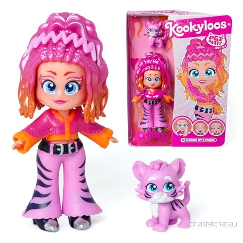 Kookyloos Pet Party Roxy serien samlardocka med husdjurstiger inklusive docka, 1 husdjur, modekläder och skor tillbehör. x 3 olika ansikten! 8431618032459