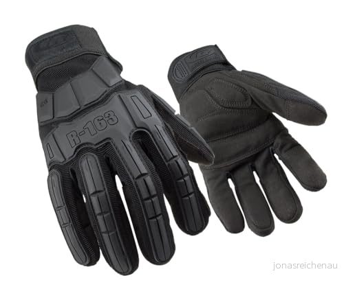 Ansell Ringers R163 Multifunktionella säkerhetshandskar, Extra Hållbara Impact Arbetshandskar För Professionella, Industriella Taktiska Handskar, Pekskärm, Herrar Damhandskar, Svart, Storlek L (1 Par) 76490427108