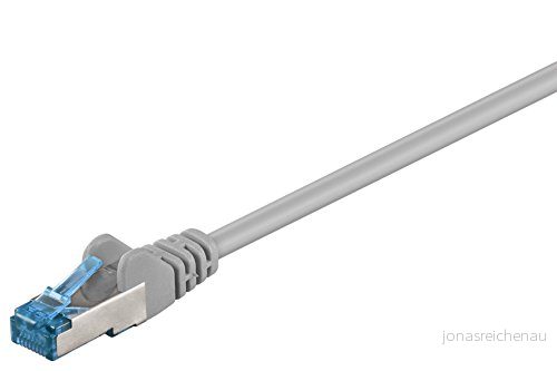Goobay 92685 CAT 6a patchkabel, Ethernet kabel, dubbel skärmad, S FTP upp till 10 000 Mbits, 500 Mhz, halogenfri kopparkabel, RJ 45 kontakt, guldpläterade kontakter, 1 m, grå 4040849926853