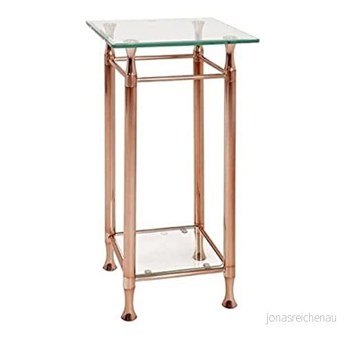 HAKU Möbel Sidobord koppar, Metall, säkerhetsglas Storlek: B 35 cm x H 72 D cm, Stil: Samtida 4001070391230