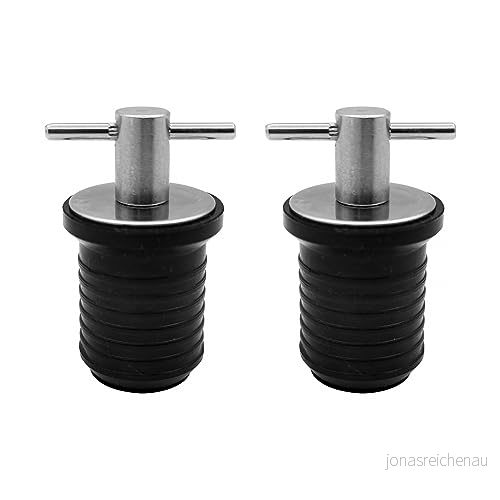 2 st avloppsplugg för båt, 23 mm i rostfritt stål med T handtag båttillbehör marinbåt 760606706316