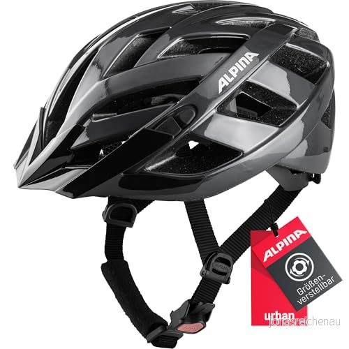 ALPINA PANOMA Classic, black gloss, 52 57 cm, optimalt ventilerad touring cykelhjälm med valfritt LED ljus för vuxna 4003692331335