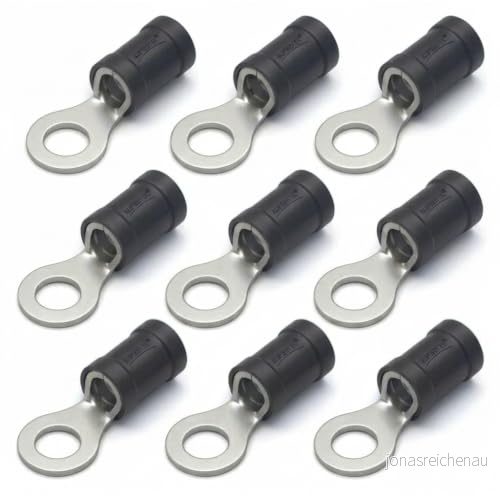 AUPROTEC 10 x ringkabelskor 2,54,0 mm² svart håldiameter M4 delisolerad PVC RV kabelkontakt av koppar förtennad 4251315634077