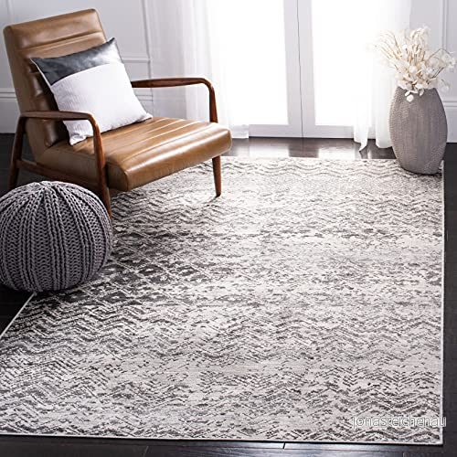 Safavieh Abstrakt inomhus Rektangulär matta, Flätad, Atlas Collection, ATL975, Kol/Grå, 160 x 231 cm 889048903098