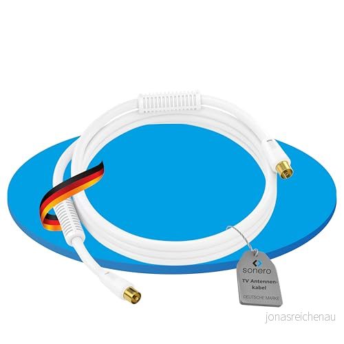 Sonero Kabel för TV antenn IEC uttag/IEC uttag med ferrit 5,00m, Vit 4251364730676