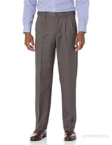 Amazon Essentials herr klassisk passform expanderbar midja veckad klänningsbyxa, mörkgrå, 33 B x 30 L 195111843902