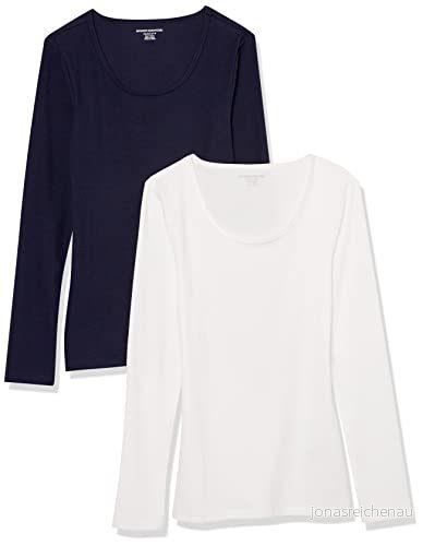 Amazon Essentials kvinnors Slim Fit Rib Scoop Neck tröja (finns i plusstorlek), paket med 2, marinblå/vit, X Small 196433891985