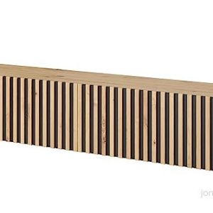 Selsey Telire TV Lowboard Wotan ek lamellfront, med svarta insatser, 140 cm 5903025898698 Selsey Telire TV Lowboard Wotan ek lamellfront, med svarta insatser, 140 cm 5903025898698
