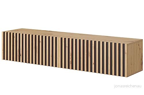 Selsey Telire TV Lowboard Wotan ek lamellfront, med svarta insatser, 140 cm 5903025898698