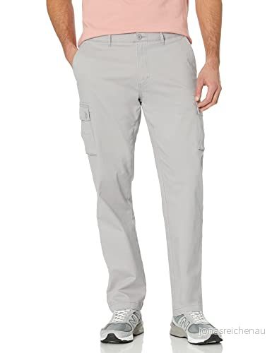 Amazon Essentials Men's Stretchiga cargobyxor med rak passform (finns i Big & Tall), Ljusgrå, 33W / 32L 191770916858