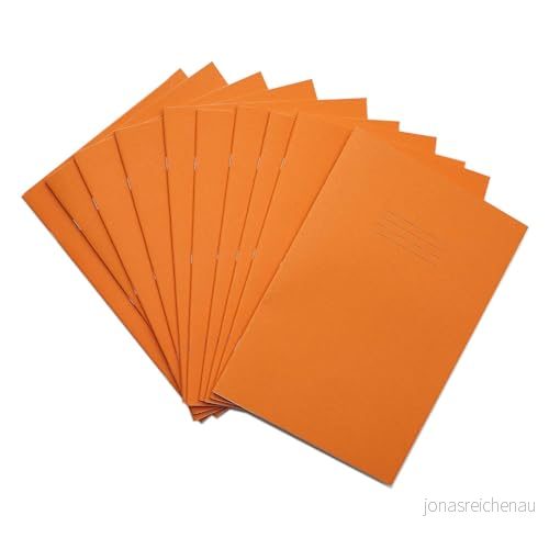 Rhino A4 träningsböcker, 64 sidor/7 mm fyrkantig pappersanteckningsbok, 10 pack, kontors och skolkontorsmaterial, orange 5010642377038