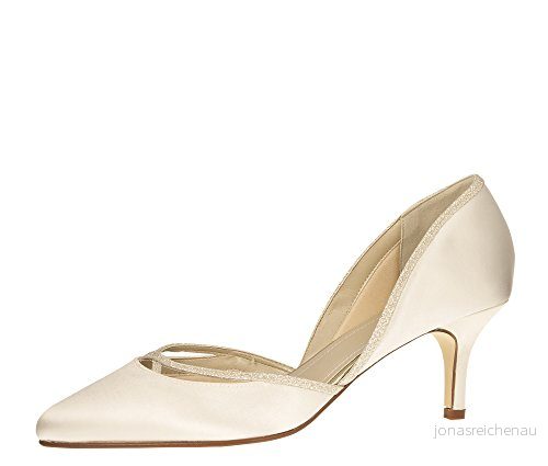 Rainbow Club Brudskor Teddie pumps Elfenben glitter satin dam, kräm elfenben, 39 EU 5055744638908