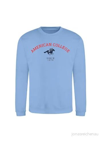 AMERICAN COLLEGE USA tröja med tryck varma kläder blandade män och kvinnor casual modell ACSCRW3 himmelsblå M, turkos, M 3666052669878