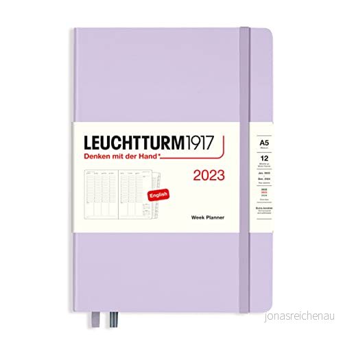LEUCHTTURM1917 365986 veckoplanerare medium (A5) 2023, 12 månader, lila, engelska 4004117614347