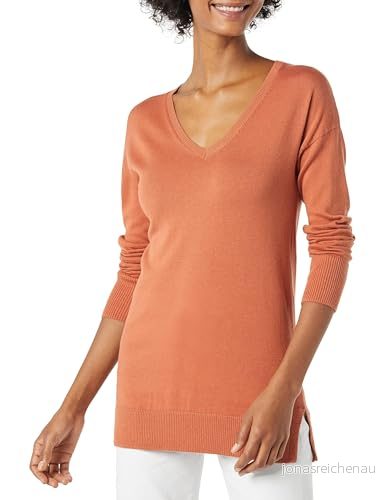 Amazon Essentials Women's Lätt långärmad V ringad tunika tröja (finns i plusstorlek), Karamell, XXL 195111565538