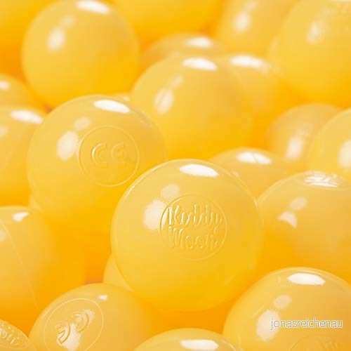 KiddyMoon 1 200 Ø 6 cm barnbollar för bollbad, lekbollar, baby, plastbollar, tillverkade i EU, gul 5902687425570