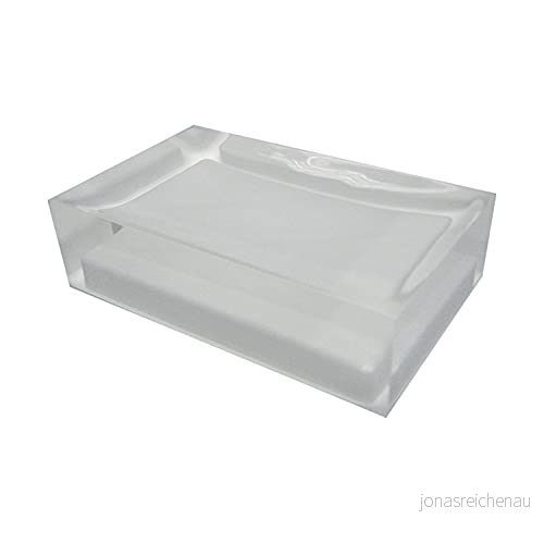 Gedy Auckland tvålkopp, Mått och Vikt: 3X11X7 CM & 0,15 kg, Högkvalitativ transparent harts fast tvålhållare, vit finish, FoU design, handgjord, 2 års garanti, unik 8003341295991