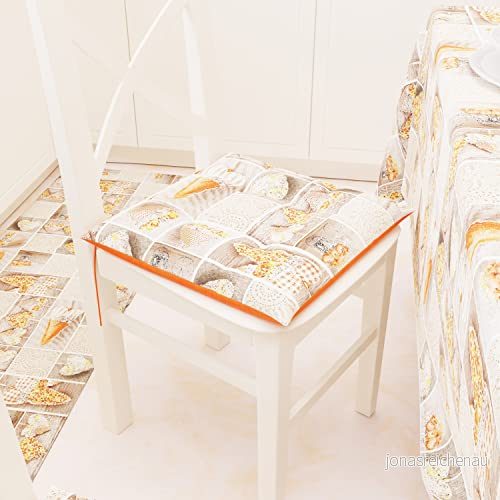 PETTI Artigiani Italienska 4 punkts köksstolskuddar Set med 6 stycken, örngott Bomullsstol Laccetti 40 x cm Design Lidia Orange 100% Made in Italy 5056411144524