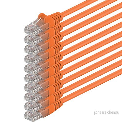 0,25 m Cat 6 Ethernet nätverkskabel Cat6 LAN RJ45 8P8C 1 Gbps orange 10 st 4250344826897