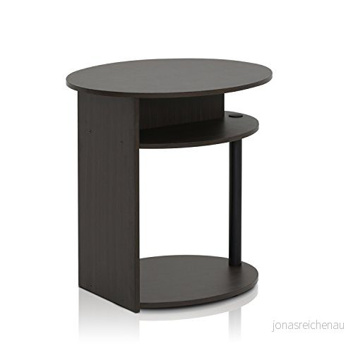 Furinno JAYA Oval soffbord med enkel design, sidobord, nattduksbord, valnöt 816718021011