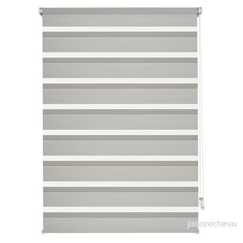 GARDINIA EASYFIX Dubbel rullgardin med monteringsskena, Duo-rullgardin, Sidodragrullgardin, Transparenta och ogenomskinliga lameller, Steglöst justerbar, Grå, 45 x 150 cm 4003018369806