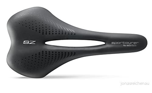 Sportourer by Selle Italia SZ Flow, Miękkie Siodełko Rowerowe z Wąskim Siedziskiem, Wodoodporne i Odpowiednie do Wszystkich Typów Rowerów Czarne 8030282521681
