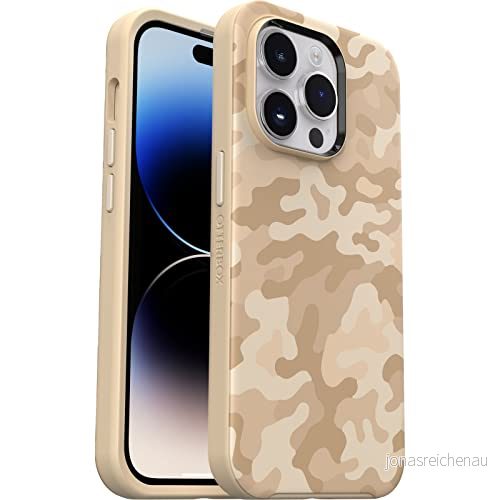 OtterBox Symmetry+ skal för iPhone 14 Pro med MagSafe, stöttåligt, fallsäkert, skyddande tunt skal, testad till militärstandard x3, SAND STORM CAMO 840304721849