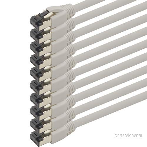 1,5 m Cat 8 nätverkskabel CAT8-kabel grå - 10 stycken Cat.8 Lan 2000 Mhz 40 Gbit s 40GBase-T POE + patchkabel Ethernet-kabel LSZH x meter 4251073686370