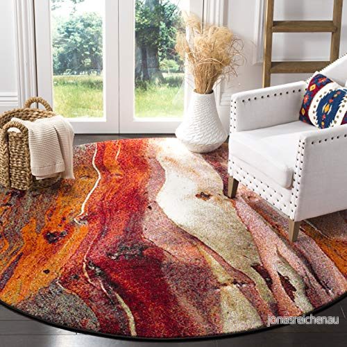 Safavieh Samtida matta för vardagsrum, matsal, sovrum glacier kollektion, kort lugg, röd och multi, 122 x cm 195058584210