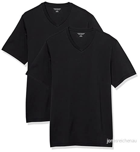 Amazon Essentials kortärmad v ringad t shirt för män (finns i stor och lång), 2 pack, svart, XX Large 196433599485