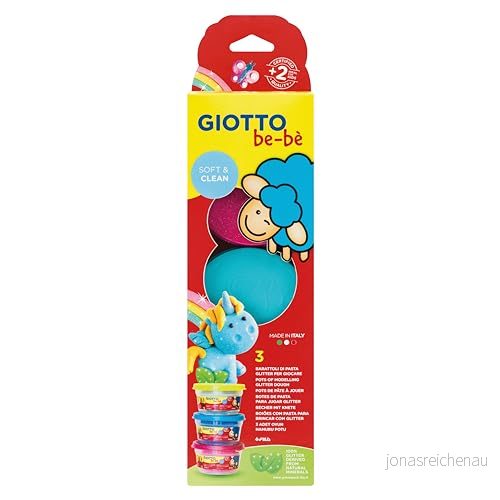 GIOTTO be bè, Modellera Glitter, Mjuk, ren, burkar, Blandade färger, 3x100g Enheter 8000825044137