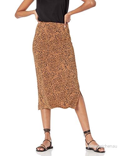 Amazon Essentials stickad midikjol för kvinnor (finns i plusstorlek), Mörk kamel leopard, XS 195111312156