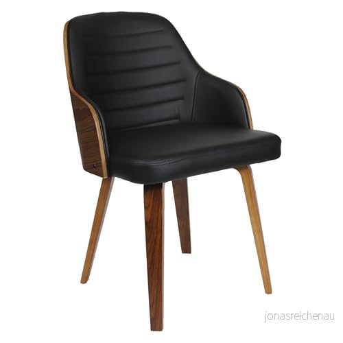 HOME DECO FACTORY Retro Nash möbler sittstol stol vardagsrum matsal entré möbel, plast PU, svart, 57 x 51 79 3664944182795