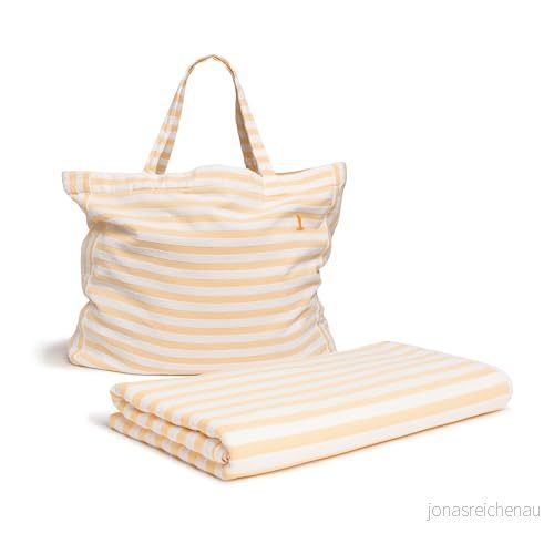 Måve Beach Set bestående av strandväska och filt, 180 x 150 cm 100% bomull, snö/guld 4013165059444
