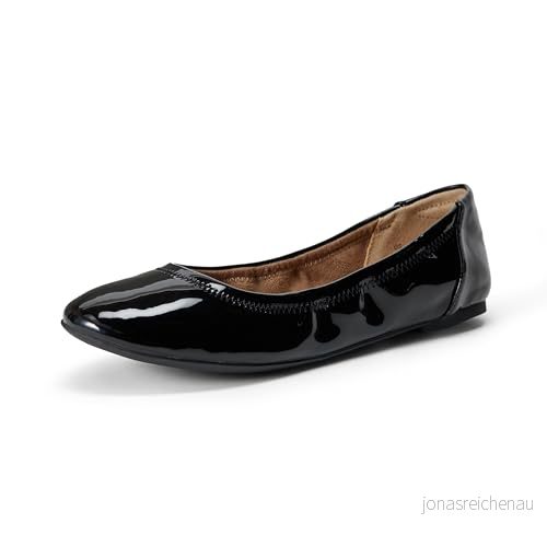 Amazon Essentials kvinnors Belice Slip On Ballet Flat, Svart Patent, 38.5 EU 840809187409