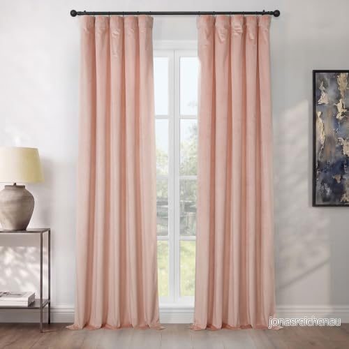 HPD Half Price Drapes Heritage gardin i sammet, mörkläggningsgardin för sovrum och vardagsrum, (1 längd), 127 x 305 cm, ljusrosa (Peach Blossom) 194125001094