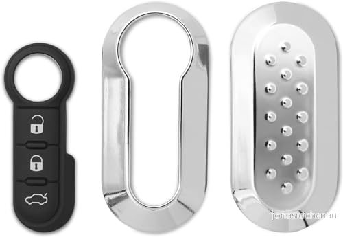 GIANTO Silver Nyckelfodral + knappar Kompatibel med Fiat Lance, Spegelfodral Silikon Fjärrkontroll för 500 Punto Bravo Panda Ypsilon Y Delta Musa (Skal Pad) 8057206410487