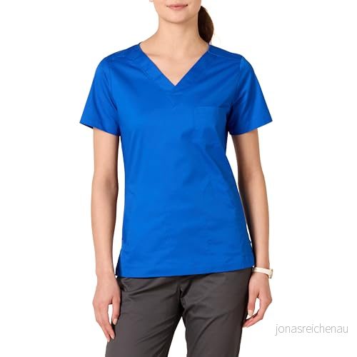 Amazon Essentials dam klassisk passform v ringad kortärmad scrub top (finns i plusstorlek), blå, medium 196433517793