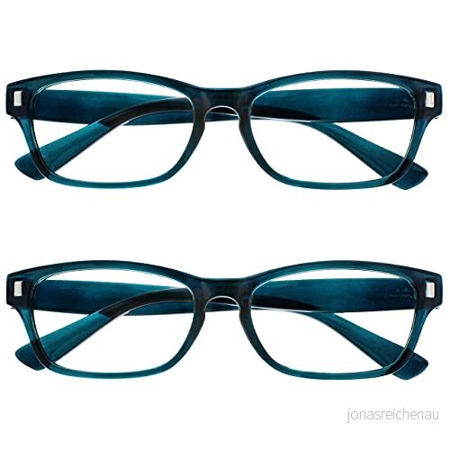 The Reading Glasses Company 2 pack akvamarin läsglasögon för män/kvinnor, optisk effekt +2,00, 0,057 kg, RR77 Q 200_PE 5055955348306